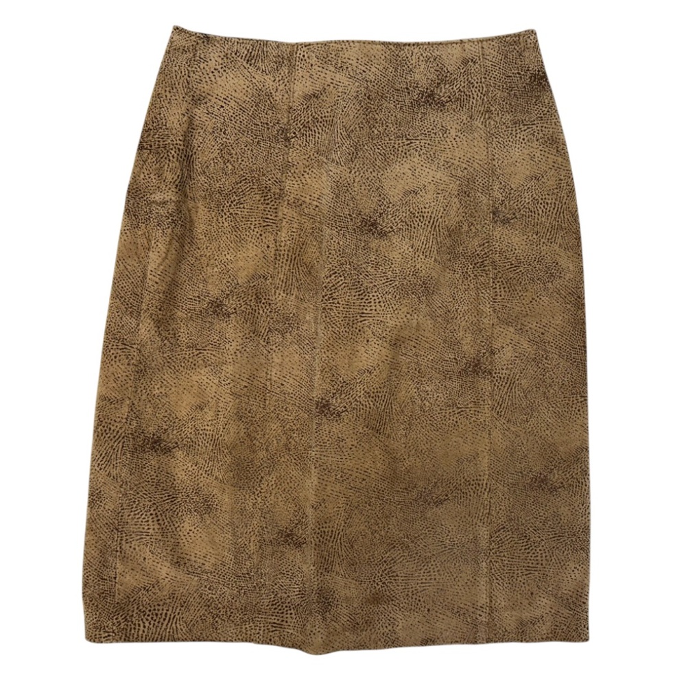 Vintage Jacqueline Ferrar Tan Leather Animal Print Pencil Skirt. Sz 6‎